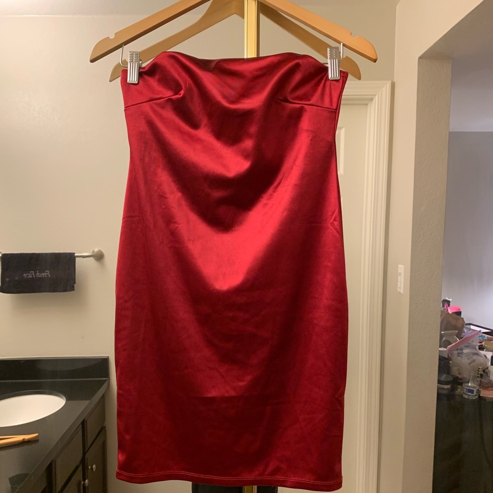 Beautiful Tube Top Satin Mini Dress